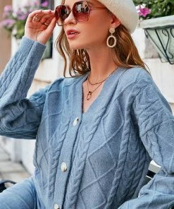 ESLEY Dusk Cable Long Sleeves Sweater Cardigan