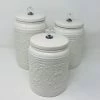 Drew Derose Design Set Of 3 White Canister With Crystal Knobs