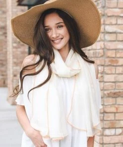 Leto Accessories Lightweight Running Stitch Trim Scarf Clothing, Accessories & Mens