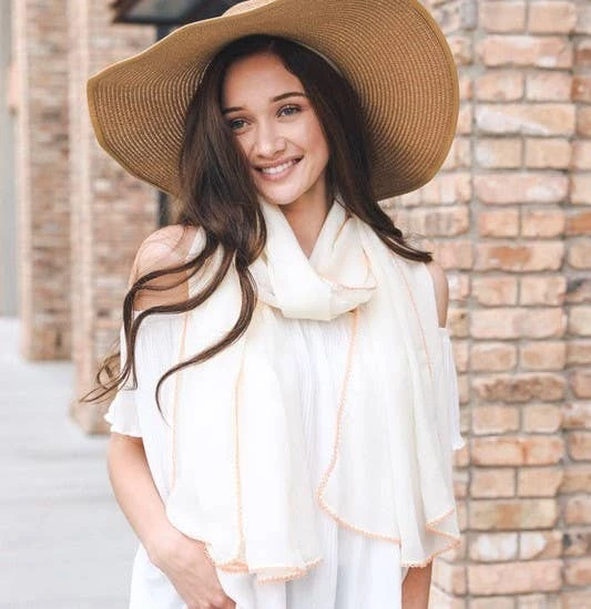 Best Pirce 🛒 Leto Accessories Lightweight Running Stitch Trim Scarf Clothing, Accessories & Mens 🔥 1 Leto Accessories Lightweight Running Stitch Trim Scarf Clothing, Accessories & Mens