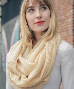 Leto Accessories Open Grid Frayed Trim Infinity Scarf Clothing, Accessories & Mens