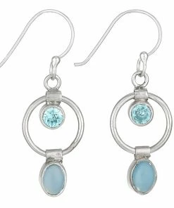 Tiger Mountain Jewelry Clothing, Accessories & Mens Blue Beauty Chalcedony And Topaz Sterling Silver Earrings