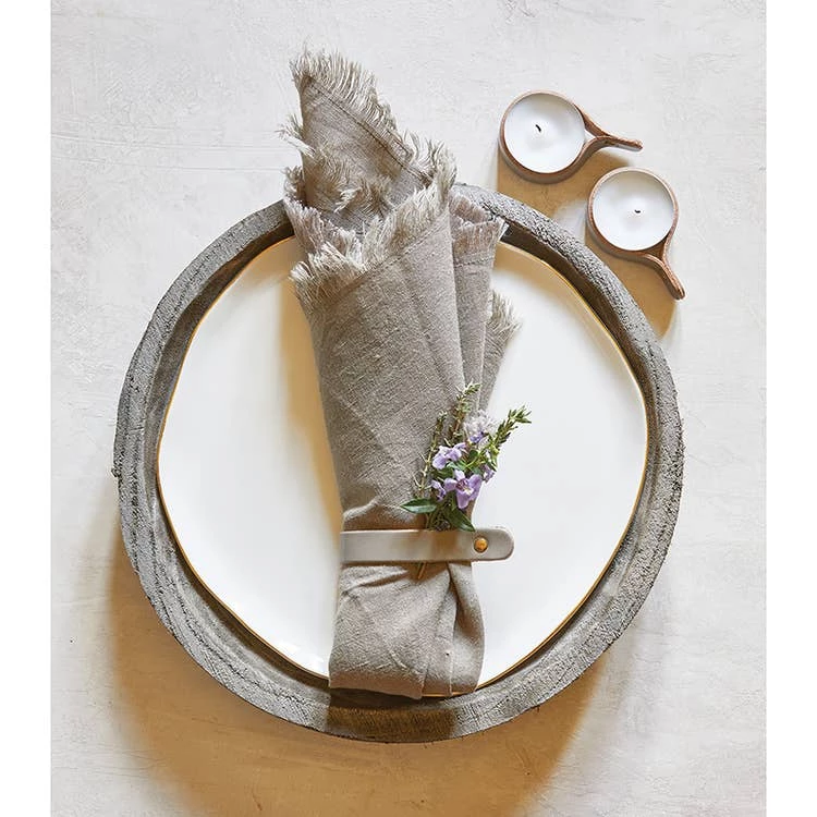 Promo ✨ Santa Barbara Design Studio By Creative Brands Leather Napkin Ring - Grey Kitchen & Bar 💯 2 Santa Barbara Design Studio By Creative Brands Leather Napkin Ring - Grey Kitchen & Bar