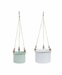 Foreside Home & Garden Home Goods Hanging Planters With Wood Beads