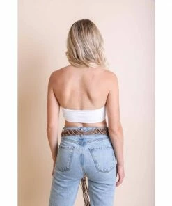 Leto Accessories White Padded Halter Bralette