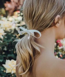 Suade Skinny White Ribbon Hair Ties