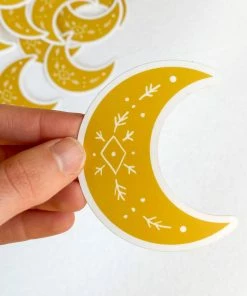 Maija Rebecca Hand Drawn Golden Solstice Moon Sticker