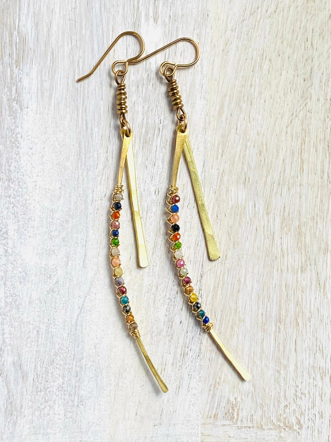 Deals 😀 Darby Drake Jewelry & Design Double Bar & Wrapped Stone Earrings 🎉 1 Darby Drake Jewelry & Design Double Bar & Wrapped Stone Earrings