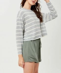 Lush Clothing Cropped Stripe Long Sleeve Top Clothing, Accessories & Mens