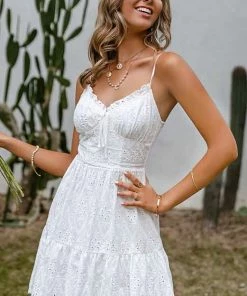 ESLEY Clothing, Accessories & Mens White Crochet Lace Mini Dress