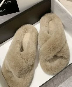 ESLEY Clothing, Accessories & Mens Chic Faux Fur Slipper
