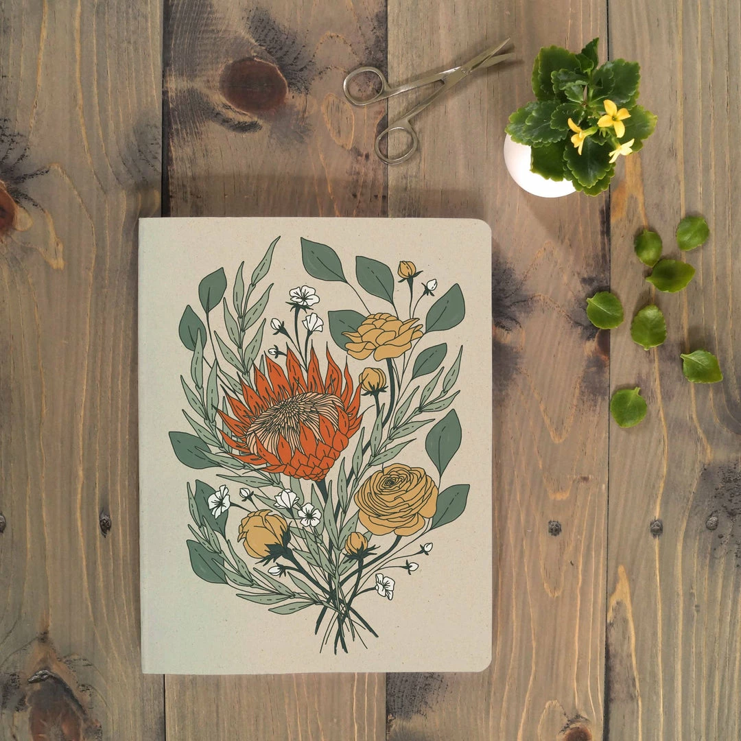 Wholesale ❤️ Denik Protea Flowers Large Layflat Notebook Stationery 😉 1 Denik Protea Flowers Large Layflat Notebook Stationery