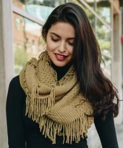 Leto Accessories Clothing, Accessories & Mens Mocha Pointelle Fringe Infinity Scarf