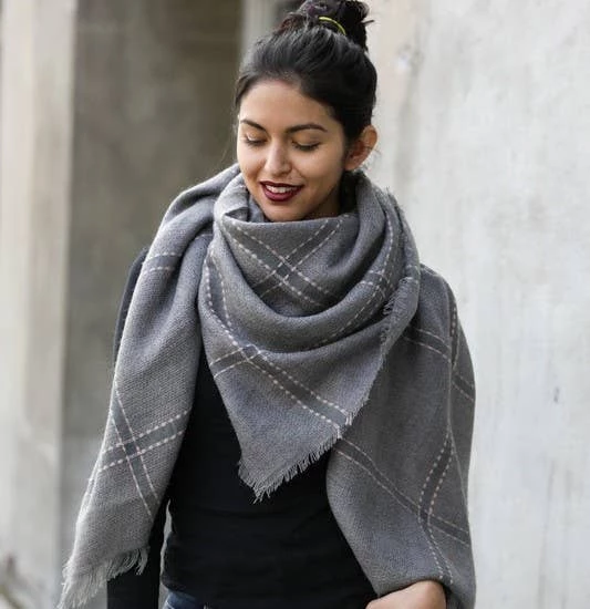 Cheapest 😉 Leto Accessories Grey Plaid Frayed Trim Blanket Scarf Clothing, Accessories & Mens 🌟 1 Leto Accessories Grey Plaid Frayed Trim Blanket Scarf Clothing, Accessories & Mens