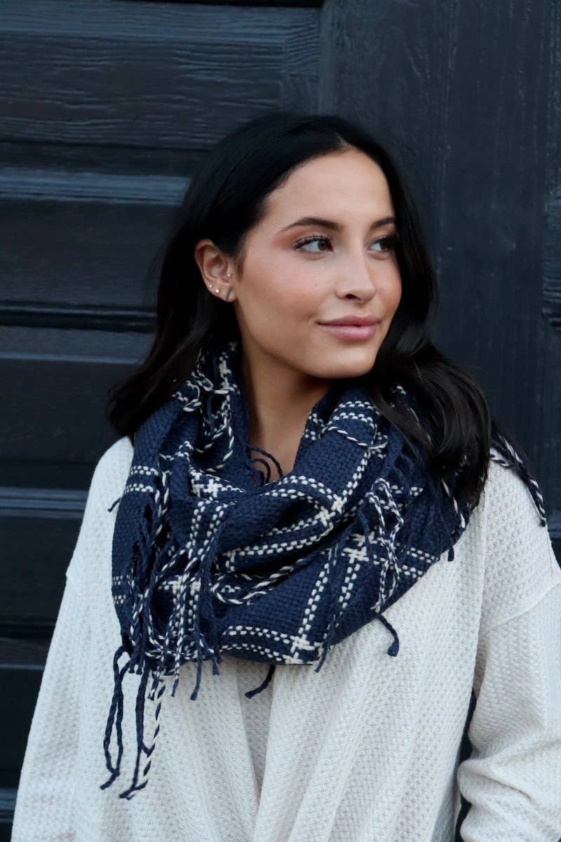 Promo 🤩 Panache Accessories Navy Plaid Infinity Scarf 💯 1 Panache Accessories Navy Plaid Infinity Scarf