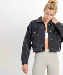 Mono B Clothing, Accessories & Mens Raw & Ribbed Crop Denim Jacket