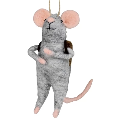 New π HomArt Grey Mouse With π Backpack Felt Ornament β 1 HomArt Grey Mouse With Backpack Felt Ornament