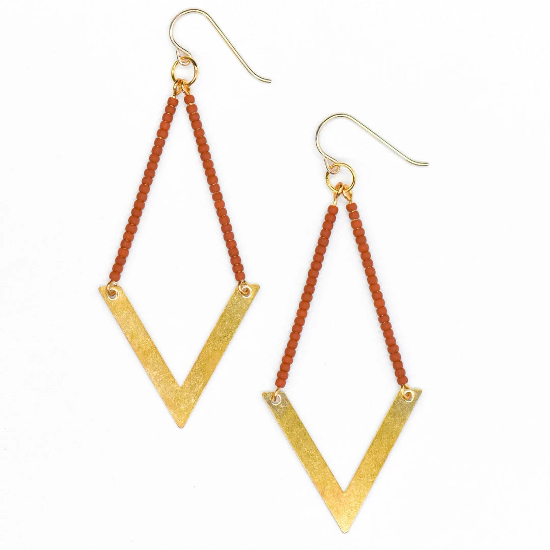 Promo 👏 Topaz & Pearl Geometric Chevron Terra Cotta Earrings 🤩 1 Topaz & Pearl Geometric Chevron Terra Cotta Earrings