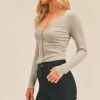 Lush Clothing Grey Long Sleeve Buttoned Top Clothing, Accessories & Mens