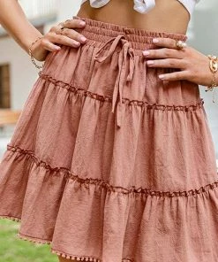 ESLEY High Waist Tiered Short Skirt