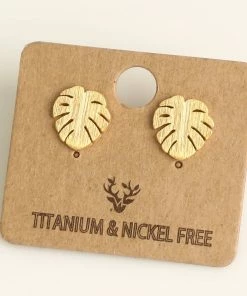 Fame Accessories Mini Monstera Leaf Stud Earrings Clothing, Accessories & Mens