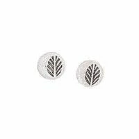 Tiger Mountain Jewelry Leaf Linocut Sterling Silver Studs
