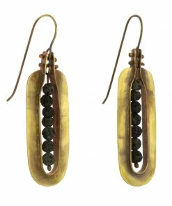HomArt Clothing, Accessories & Mens Kona Brass Earrings - Lava Stones