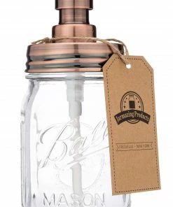 Jarmazing Products Classic Farmhouse Mason Jar Soap Dispenser - Copper Kitchen & Bar