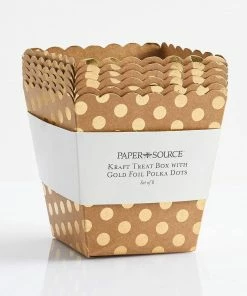 Paper Source Wholesale Kitchen & Bar Kraft Treat Box With Gold Foil Polka Dots S/6