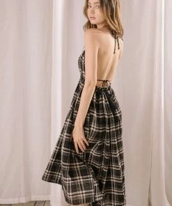 Clothing, Accessories & Mens Storia Plaid Halter Midi Dress