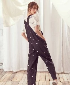 STORIA Embroidered Star Overall Pants