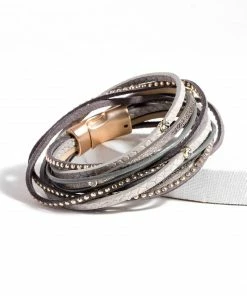 SAACHI Double Segovia Stud Leather Wrap Bracelet
