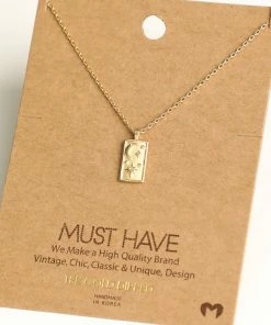 Fame Accessories Night Sky Rectangle Charm Necklace