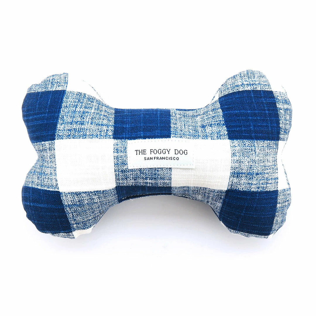 New 🌟 The Foggy 🐕 Dog Navy Blue Gingham 🐕 Dog Bone Squeaky Toy Baby & Pets ⭐ 1 The Foggy Dog Navy Blue Gingham Dog Bone Squeaky Toy Baby & Pets
