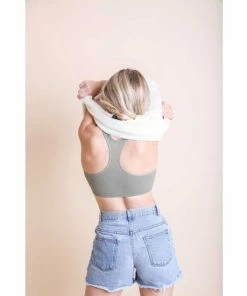 Leto Accessories Sage Ribbed Racer Back Bralette