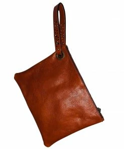 Chloe & Lex Chestnut Leather Wristlet