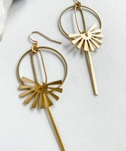 Red Giraffe Designs Brass Geometric Burst Earrings Clothing, Accessories & Mens