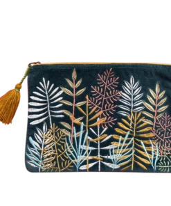 Chloe & Lex Velvet Pouch Leaf Garden
