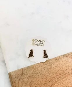 Prep Obsessed Wholesale Chocolate Lab Pet Enamel Stud Earrings