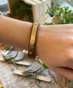 Most Wanted USA Clothing, Accessories & Mens Golden Leather Band With Rhinestone