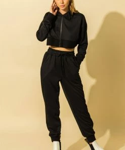 HYFVE Black Crop Jacket And Jogger Pant Set Clothing, Accessories & Mens