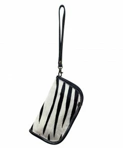 Chloe & Lex Leather Crossbody Wrist Wallet Black White Stripe Clothing, Accessories & Mens