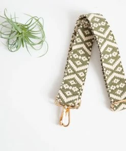 Funky Monkey Fashion Olive & Cream Woven Geo Shoulder Strap