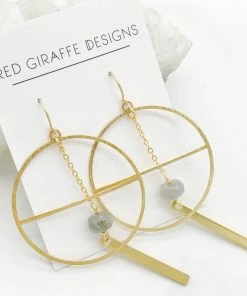 Red Giraffe Designs Open Circle Labradorite Earrings