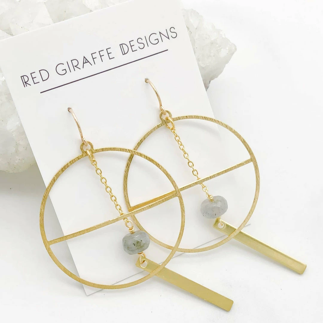 Cheapest 👍 Red Giraffe Designs Open Circle Labradorite Earrings 👍 1 Red Giraffe Designs Open Circle Labradorite Earrings