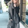 Leto Accessories Oversized Two Pocket Tassel Scarf