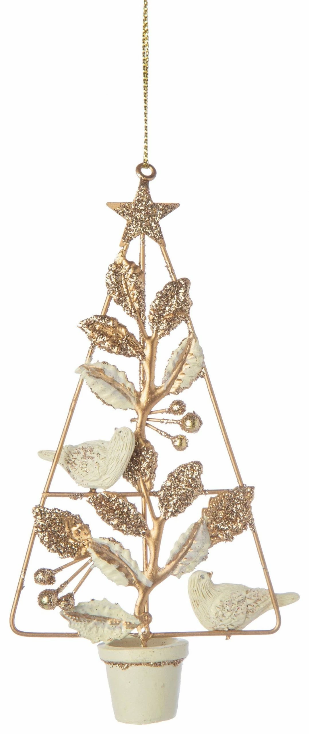 Brand new 🔔 Silver Tree Holiday Gold And Cream Wire Topiary Ornament Seasonal 👏 1 Silver Tree Holiday Gold And Cream Wire Topiary Ornament Seasonal