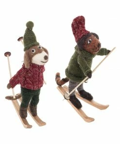 C&F Home Dogs On Skis Wool Orn, A/2 Seasonal