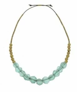 HomArt Clothing, Accessories & Mens Aqua Seaglass Beaded Brass Necklace