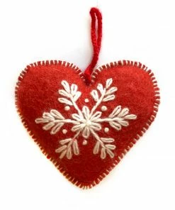Ornaments 4 Orphans Heart Embroidered Wool Christmas Ornament